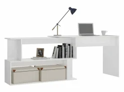Clicnbuy Escritorio Rinconero|Escritorio de esquina contrachapada brillo 200x50x76 cm