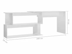 Clicnbuy Escritorio Rinconero|Escritorio de esquina contrachapada brillo 200x50x76 cm