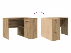 Clicnbuy Escritorio Rinconero|Escritorio de Esquina con cajón Roble artisan 102 x 50 x 75 cm