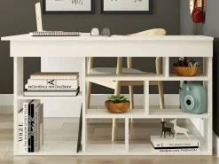 Vente-unique Escritorio Rinconero|Escritorio Tradicional|Escritorio de esquina con compartimentos color - LILEUL