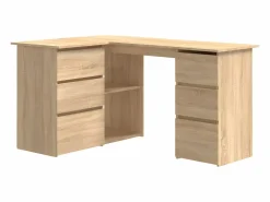Clicnbuy Escritorio de esquina contrachapada color roble 145x100x76cm Marru00f3n Best