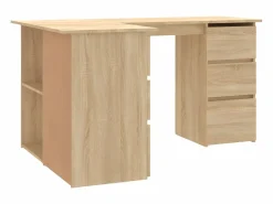 Clicnbuy Escritorio de esquina contrachapada color roble 145x100x76cm Marru00f3n Best