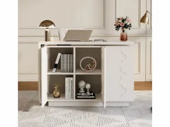 DripeX Escritorio de esquina extensible - con 3 puertas en MDF - función giratoria - - 110x40x75cm Blanco Hot
