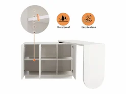 DripeX Escritorio de esquina extensible - con 3 puertas en MDF - función giratoria - - 110x40x75cm Blanco Hot