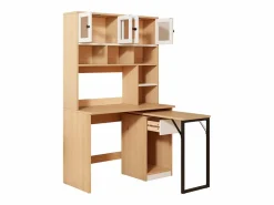 Hauss Spole Escritorio de esquina extensible con tablero giratorio, gran espacio de almacenamiento integrado, en MDF natural claro - 110x55x180cm Color natural claro Hot
