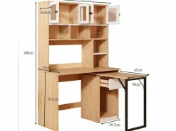 Hauss Spole Escritorio de esquina extensible con tablero giratorio, gran espacio de almacenamiento integrado, en MDF natural claro - 110x55x180cm Color natural claro Hot