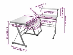 Clicnbuy Mesa De Ordenador|Escritorio de esquina madera contrachapada 132x112x99 cm