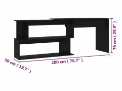 Escritorio de esquina madera contrachapada 200x50x76 cm^Clicnbuy Discount