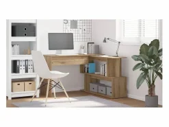 Clicnbuy Escritorio de esquina madera contrachapada 200,5x50x76 cm Marru00f3n Best