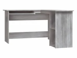 Clicnbuy Escritorio de esquina madera contrachapada 120x140x75 cm Gris Best