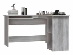 Clicnbuy Escritorio de esquina madera contrachapada 120x140x75 cm Gris Best