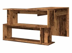 Clicnbuy Escritorio de esquina madera contrachapada madera envejecida Marru00f3n Best