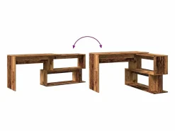 Clicnbuy Escritorio de esquina madera contrachapada madera envejecida Marru00f3n Best