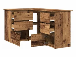 Clicnbuy Escritorio de esquina madera contrachapada madera envejecida Marru00f3n Best