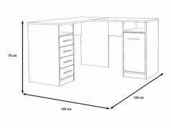 Escritorio de esquina TOLEDE con 1 puerta y 4 cajones - - L 125 x P 125 x H 75 cm^ Clearance