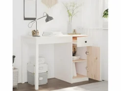 Clicnbuy Escritorio de madera maciza de pino 100x50x75 cm Blanco Best
