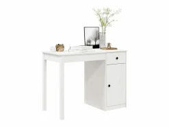 Clicnbuy Escritorio de madera maciza de pino 100x50x75 cm Blanco Best
