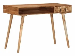 Escritorio de madera maciza de acacia 115x50x76 cm^Clicnbuy New