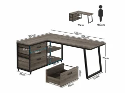 Tribesigns Mesa De Ordenador|Escritorio de oficina en forma de L, escritorio de computadora de esquina reversible con 3 cajones para archivos