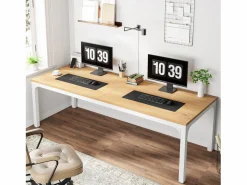 Tribesigns Mesa De Ordenador|Escritorio de oficina en casa para 2 personas, escritorio de computadora extra largo de 200 cm, estación de trabajo doble para oficina en casa
