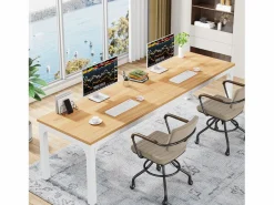 Tribesigns Mesa De Ordenador|Escritorio de oficina en casa para 2 personas, escritorio de computadora extra largo de 200 cm, estación de trabajo doble para oficina en casa