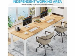Tribesigns Mesa De Ordenador|Escritorio de oficina en casa para 2 personas, escritorio de computadora extra largo de 200 cm, estación de trabajo doble para oficina en casa