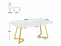 Tribesigns Escritorio de ordenador - 140 x 80 x 75 cm - Mesa de ordenador - Mesa de oficina - Mesa de trabajo - Mesa de oficina - y dorado Blanco Hot
