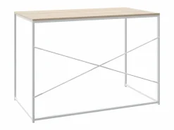 Clicnbuy Escritorio de ordenador aglomerado blanco y roble 110x60x70 cm Marru00f3n Outlet