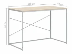 Clicnbuy Escritorio de ordenador aglomerado blanco y roble 110x60x70 cm Marru00f3n Outlet