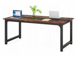 Tribesigns Mesa De Ordenador|Escritorio de ordenador moderno, 160 x 80 cm, Gran escritorio, Mesa de ordenador, Escritorio de estudio, Puesto de trabajo para oficina en casa, Rústico/Negro