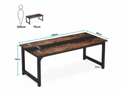 Tribesigns Mesa De Ordenador|Escritorio de ordenador moderno, 160 x 80 cm, Gran escritorio, Mesa de ordenador, Escritorio de estudio, Puesto de trabajo para oficina en casa, Rústico/Negro