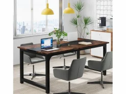 Tribesigns Mesa De Ordenador|Escritorio de ordenador moderno, 160 x 80 cm, Gran escritorio, Mesa de ordenador, Escritorio de estudio, Puesto de trabajo para oficina en casa, Rústico/Negro