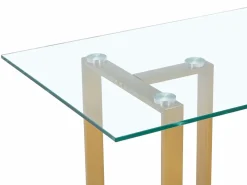 Vente-unique Escritorio Tradicional|Escritorio de vidrio templado acero inoxidable transparente y dorado - NILESA de Pascal Morabito