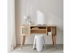 Sweeek Escritorio decoración madera con 2 puertas natural Marru00f3n Hot