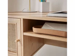 Sweeek Escritorio decoración madera con 2 puertas natural Marru00f3n Hot