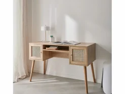 Sweeek Escritorio decoración madera con 2 puertas natural Marru00f3n Hot