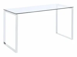 Vente-unique Escritorio design de cristal templado y metal cromado FREYA Transparente / Plateado
