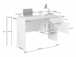 Escritorio Easy con 1 puerta y 1 cajón mate 110x50x75 cm Blanco
