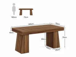 Tribesigns Escritorio ejecutivo de 140 cm, escritorio de oficina doméstica de estilo moderno del siglo XX con base de doble trapecio Marru00f3n