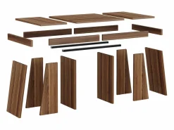 Tribesigns Escritorio ejecutivo de 140 cm, escritorio de oficina doméstica de estilo moderno del siglo XX con base de doble trapecio Marru00f3n