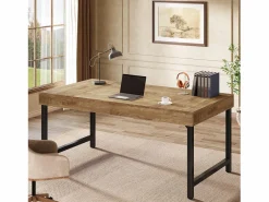 Tribesigns Escritorio ejecutivo industrial de 140 cm para oficina en casa, escritorio de computadora portátil rústico y sencillo Marru00f3n Discount