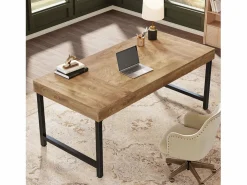 Tribesigns Escritorio ejecutivo industrial de 140 cm para oficina en casa, escritorio de computadora portátil rústico y sencillo Marru00f3n Discount