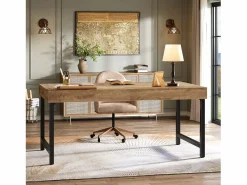 Tribesigns Escritorio ejecutivo industrial de 140 cm para oficina en casa, escritorio de computadora portátil rústico y sencillo Marru00f3n Discount