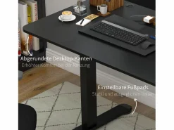 Escritorio eléctrico de pie y sentado, anticolisión y antisobrecalentamiento, paneles de MDF, (140x70x72-116 cm) Negro Best