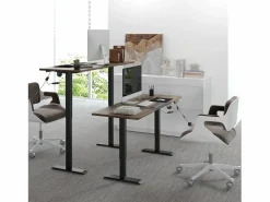 Escritorio eléctrico regulable en altura, estructura de hierro, diseño moderno, color y natural (140x70x72-116cm) Negro Sale
