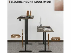Escritorio eléctrico regulable en altura, estructura de hierro, diseño moderno, color y natural (140x70x72-116cm) Negro Sale