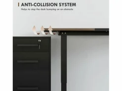 Escritorio eléctrico regulable en altura, estructura de hierro, diseño moderno, color y natural (140x70x72-116cm) Negro Sale