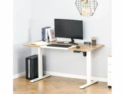 Escritorio eléctrico regulable en altura, estructura de metal, y madera natural (140x70x72-116cm)^ Sale