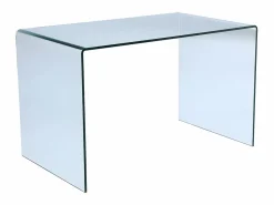 Vente-unique Escritorio Tradicional|Escritorio ELSTRON - Cristal curvo 12 mm - 120 cm