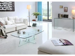 Vente-unique Escritorio Tradicional|Escritorio ELSTRON - Cristal curvo 12 mm - 120 cm